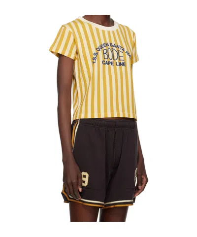 Bode Medalist Embroidered Stripe T-shirt In Yellow