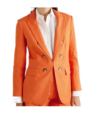 Veronica Beard Bexley Linen-blend Blazer In Orange