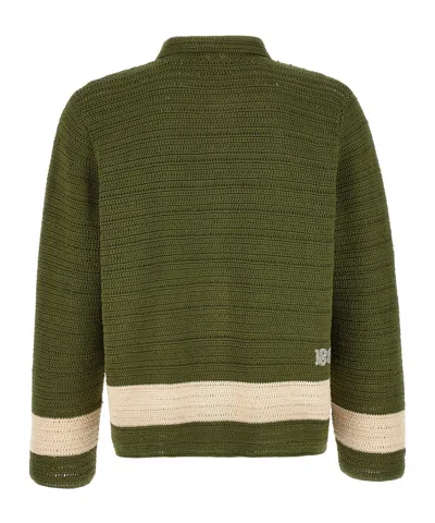 Bode Green Crochet Marsh Shirt In Multi