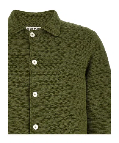 Bode Green Crochet Marsh Shirt In Multi
