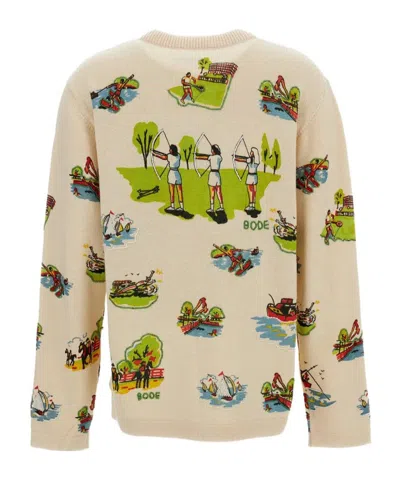Bode Jacquard Pattern Wool Blend Cardigan In Multi