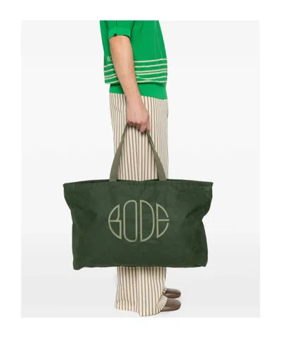 Bode Zippered Handbag In Green