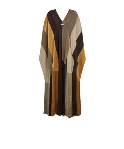 Ferragamo Poncho Patchwork Brun In Multi