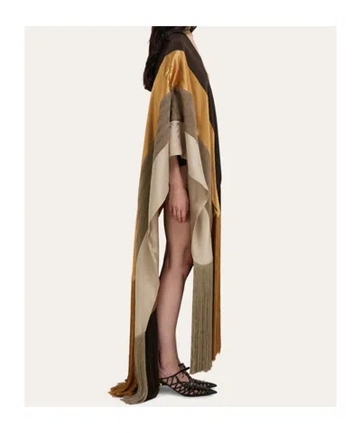 Ferragamo Poncho Patchwork Brun In Multi