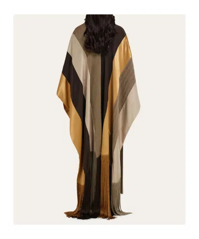 Ferragamo Poncho Patchwork Brun In Multi