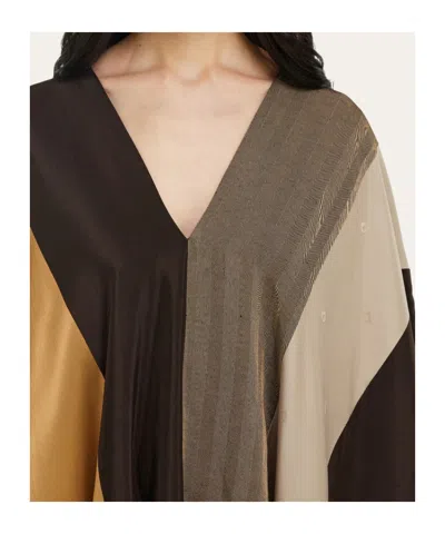 Ferragamo Poncho Patchwork Brun In Multi