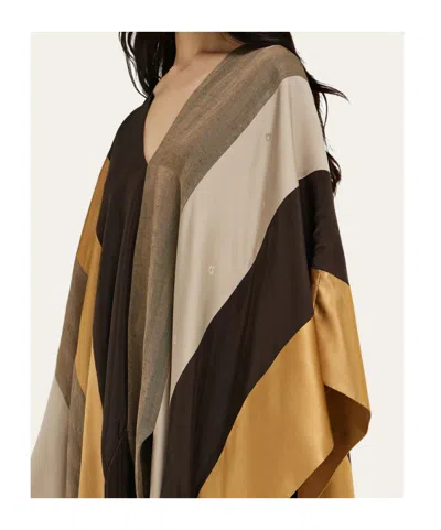 Ferragamo Poncho Patchwork Brun In Multi