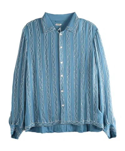 Bode Collared Long-sleeved Shirt In Blue