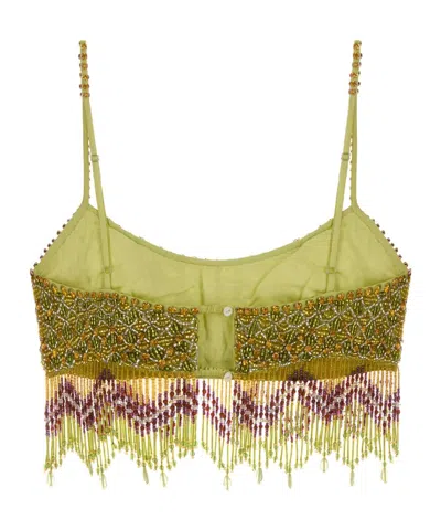 Bode Beaded Hem Top In Green