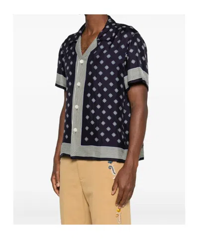 Bode Navy Blue Printed Shirt In Blue