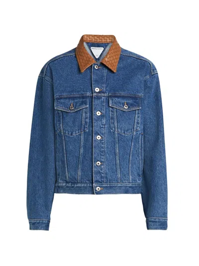 Bottega Veneta Denim Jacket Front Pockets Long Sleeves Collar In Blue