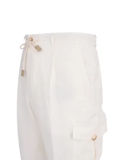 Gran Sasso Drawstring Cargo Pants In White