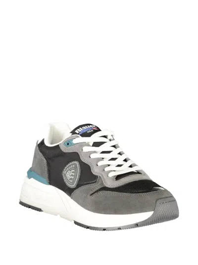 Blauer Black Leather Men Sneaker In Gray