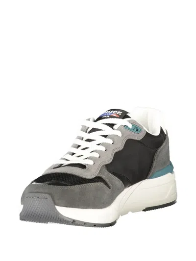 Blauer Black Leather Men Sneaker In Gray