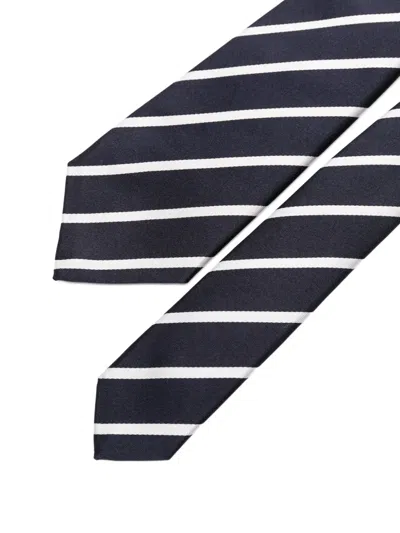 Kiton Diagonal-stripe Silk Tie In Black