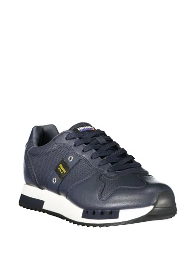 Blauer Perforated Leather Sneakers In Blue