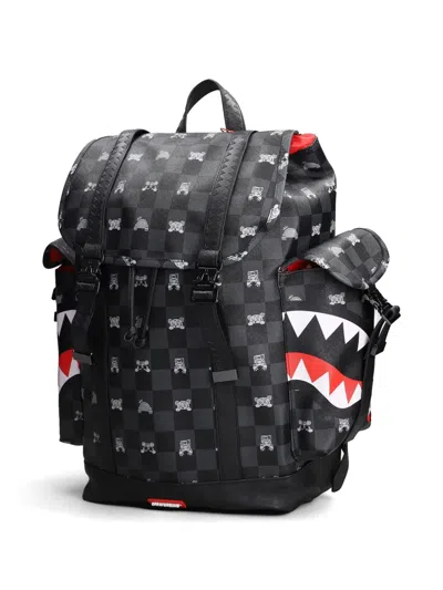 Sprayground Check-pattern Shark-mouth Backpack In Black