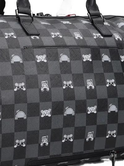 Sprayground Check-pattern Shark-print Duffle Bag In Black