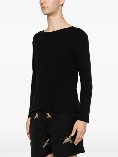 Second / Layer Waffle-knit Long-sleeve T-shirt In Black