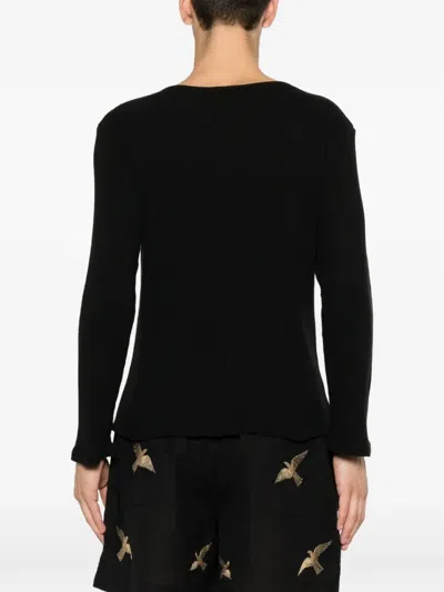 Second / Layer Waffle-knit Long-sleeve T-shirt In Black