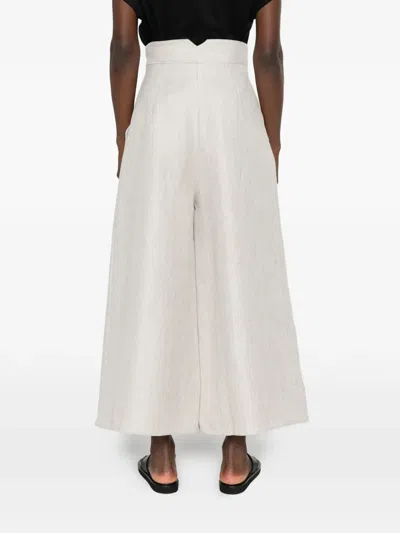 Dušan Herringbone-pattern Pleated Trousers In White