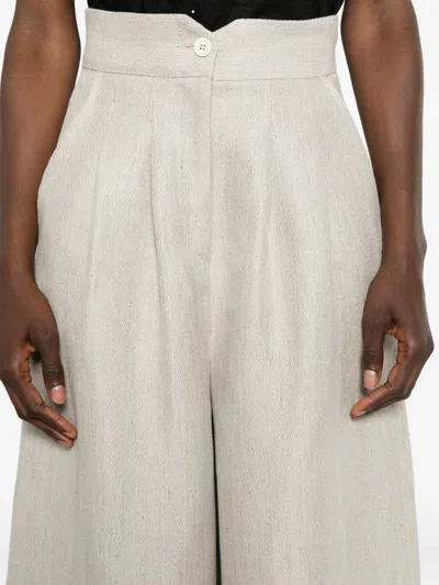 Dušan Herringbone-pattern Pleated Trousers In White