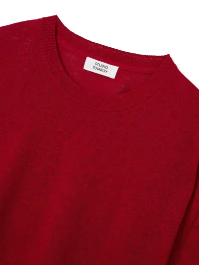 Tomboy Basic Drop-shoulder T-shirt In Red