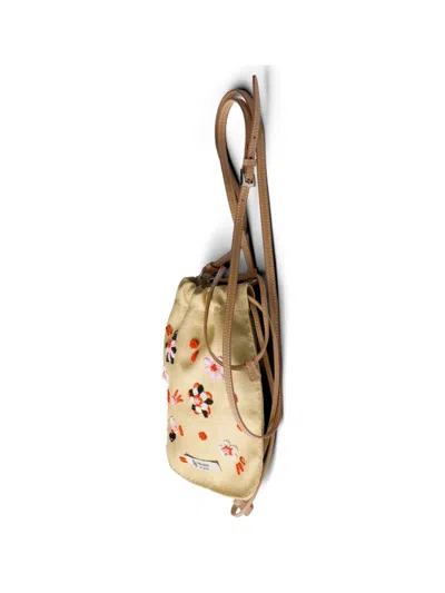 Prada Embroidered Canvas Smartphone Case In Brown