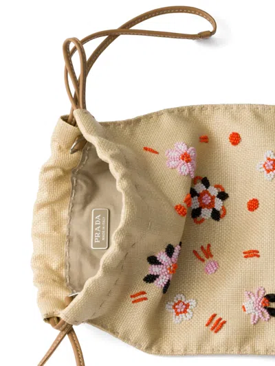 Prada Embroidered Canvas Smartphone Case In Brown