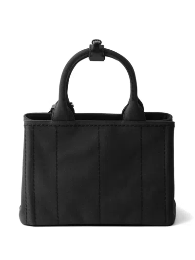Prada Women's Jardiniere Small Cotton Canvas Top Handle Bag In Black