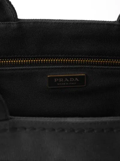 Prada Women's Jardiniere Small Cotton Canvas Top Handle Bag In Black