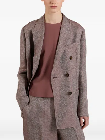 Slowear Double-breasted Herringbone Blazer In Pink