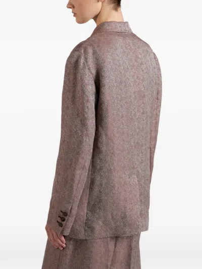 Slowear Double-breasted Herringbone Blazer In Pink