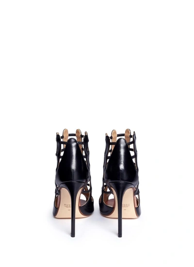 Shop Francesco Russo 'nadia' Cutout Heel Leather Sandal Booties