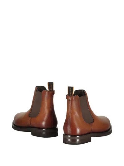 Santoni Elasticated-side Chelsea Boots In Brown