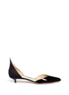 FRANCESCO RUSSO Peaked suede counter patent leather d'Orsay pumps