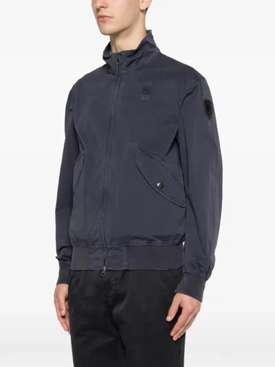 Blauer Logo-patch Zip-up Jacket In Gray