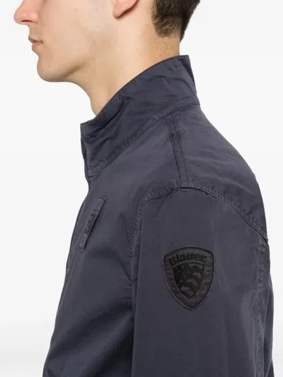 Blauer Logo-patch Zip-up Jacket In Gray