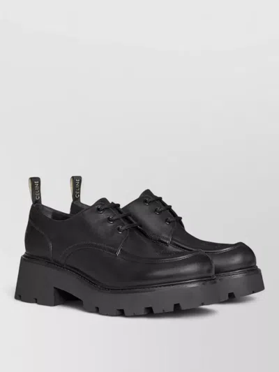 Celine Derby Triomphe Chunky Sole Pull Tab In Black