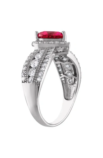 Fzn Sterling Silver Lab Created Ruby Heart Ring In Metallic
