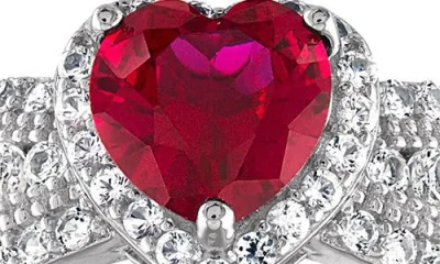 Fzn Sterling Silver Lab Created Ruby Heart Ring In Metallic