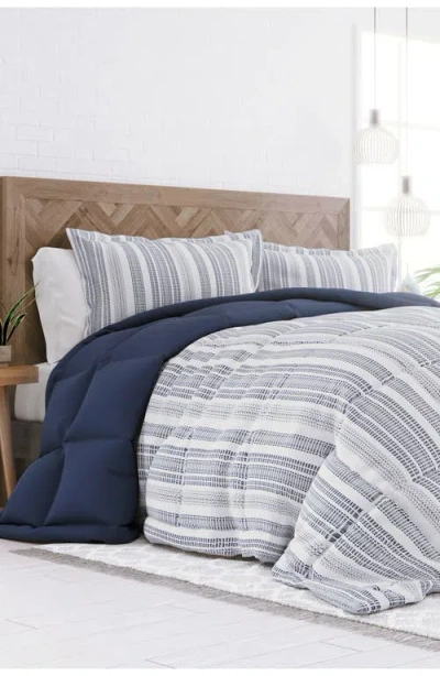 Homespun Premium Down Alternative Reversible Comforter Set In Blue