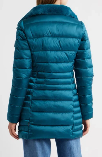 Save The Duck Caroline Water Repellent Satin Puffer Jacket In Blue