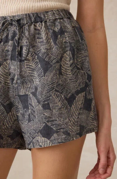 Faherty Palma Linen Drawstring Short In Gray