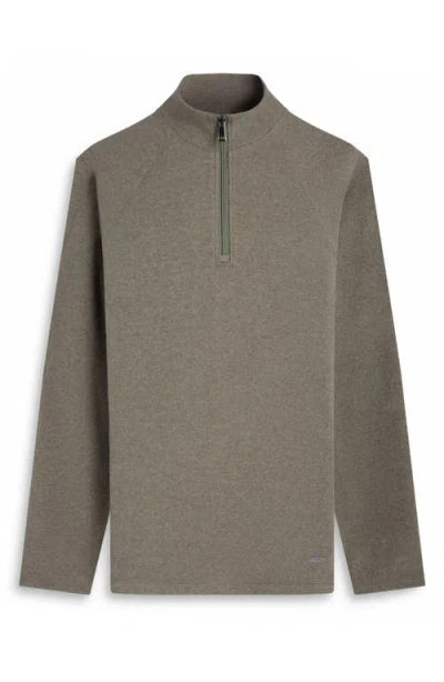 Bugatchi Brushed Cotton Blend Quarter Zip Pullover In Brown