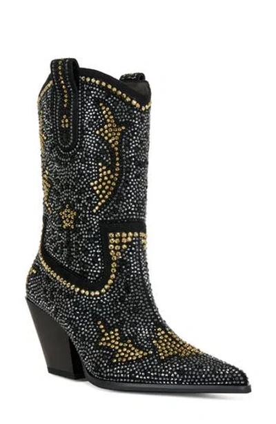 Azalea Wang Scott Pointed Toe Western Boot In Black