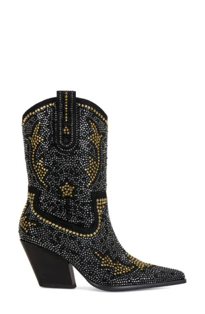 Azalea Wang Scott Pointed Toe Western Boot In Black