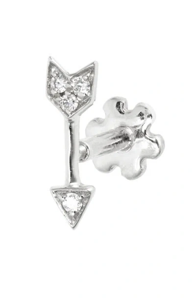 Maria Tash Diamond Arrow Single Stud Earring In Silver
