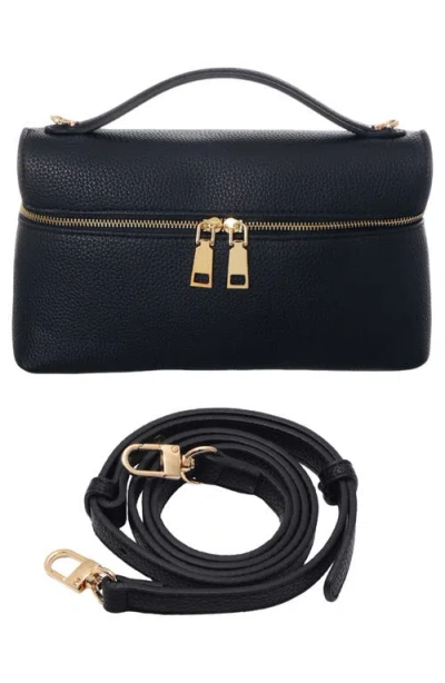 Adornia Black Top Handle Bag With Removable Strap In Pattern
