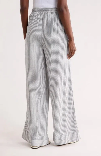 Max Studio Stripe Wide Leg Pull-on Pants In White